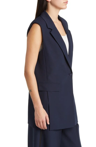 Shop Kobi Halperin Stretch Twill Longline Vest In Navy