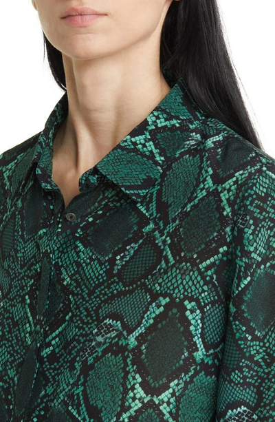 Shop Kobi Halperin Snakeskin Print Silk Shirt In Ivy Multi