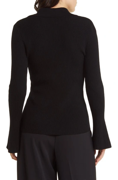 Shop Kobi Halperin Collar Wool Rib Sweater In Black