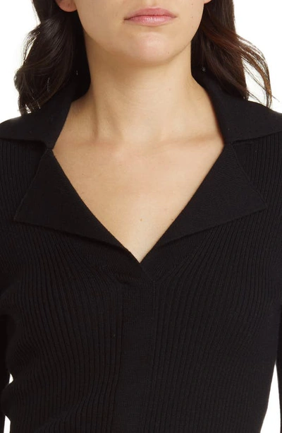 Shop Kobi Halperin Collar Wool Rib Sweater In Black