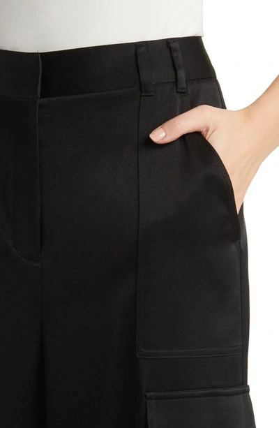Shop Kobi Halperin Satin Back Crepe Wide Leg Cargo Pants In Black