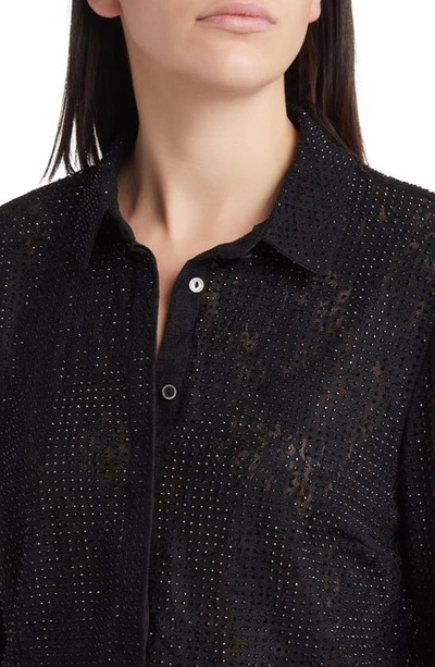 Shop Kobi Halperin Embellished Lace Button-up Shirt In Black