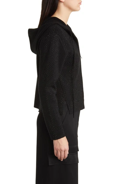 Shop Kobi Halperin Beaded Mesh Hoodie Sweater In Black