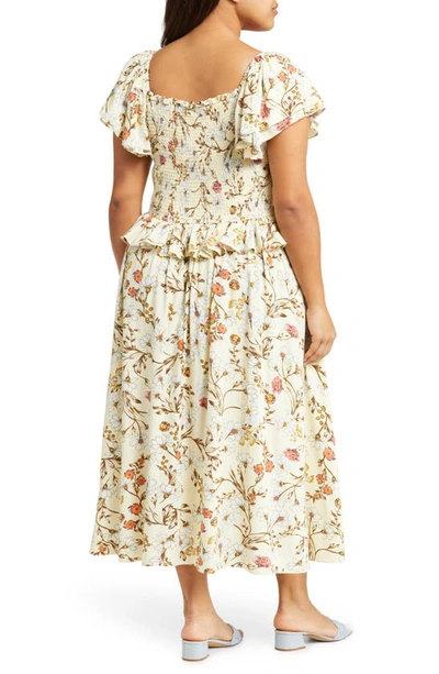 Nordstrom Matching Family Moments Floral Ruffle Midi Dress In Yellow Frost Boho Blooms
