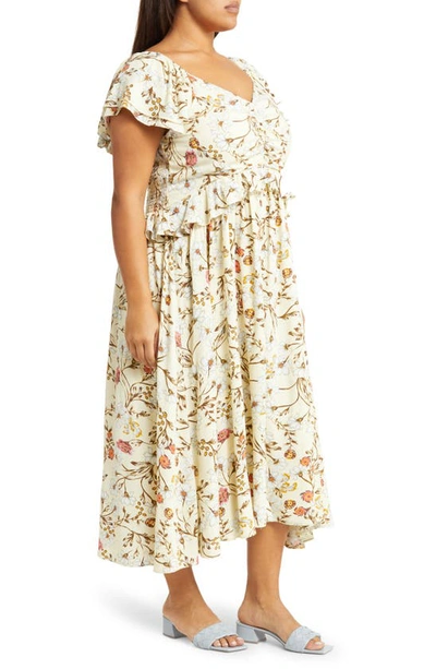 Nordstrom Matching Family Moments Floral Ruffle Midi Dress In Yellow Frost Boho Blooms