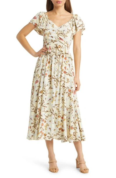 Nordstrom Matching Family Moments Floral Ruffle Midi Dress In Yellow Frost Boho Blooms