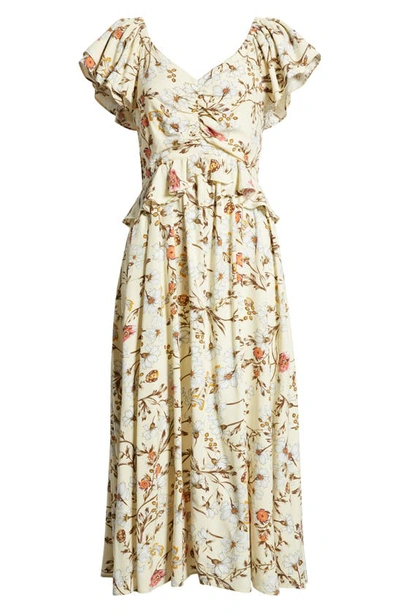 Nordstrom Matching Family Moments Floral Ruffle Midi Dress In Yellow Frost Boho Blooms