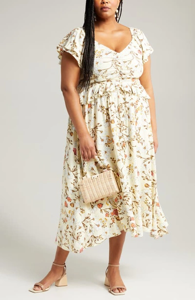 Nordstrom Matching Family Moments Floral Ruffle Midi Dress In Yellow Frost Boho Blooms
