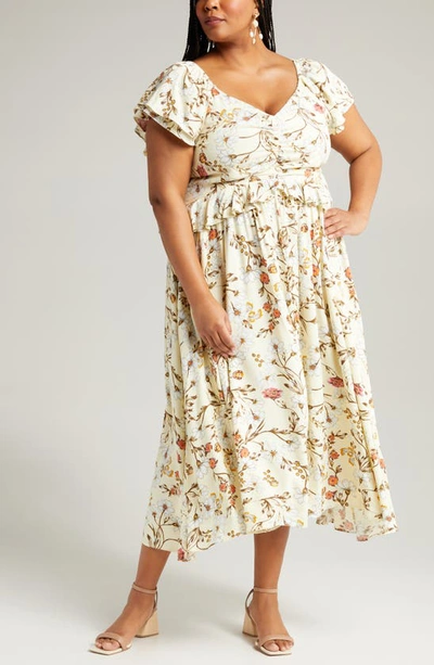 Nordstrom Matching Family Moments Floral Ruffle Midi Dress In Yellow Frost Boho Blooms