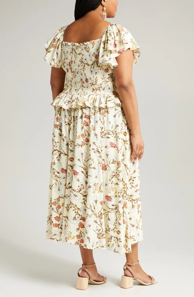 Nordstrom Matching Family Moments Floral Ruffle Midi Dress In Yellow Frost Boho Blooms