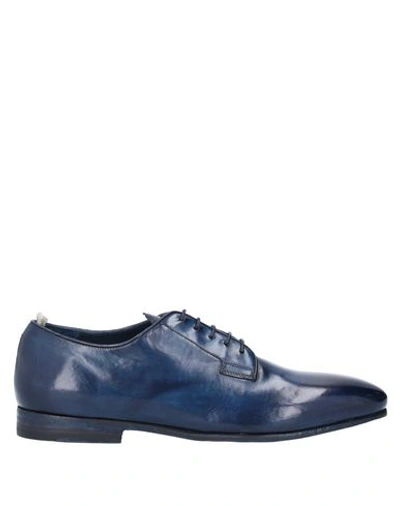 Shop Officine Creative Italia Man Lace-up Shoes Midnight Blue Size 8 Leather