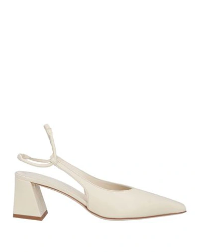 Shop Aeyde Aeydē Woman Pumps Cream Size 6 Soft Leather In White
