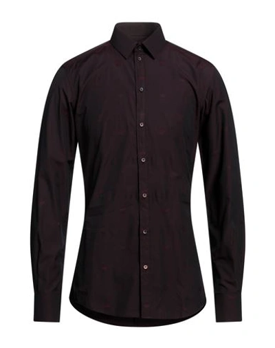 Shop Dolce & Gabbana Man Shirt Burgundy Size 15 ½ Cotton In Red