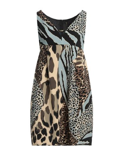 Manila Grace Woman Mini Dress Beige Size 10 Polyester, Elastane In Beige