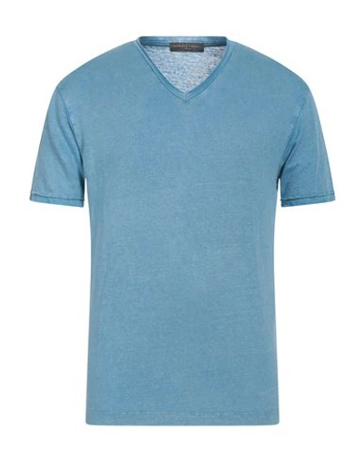 Shop Daniele Fiesoli Man Sweater Sky Blue Size L Linen, Elastane