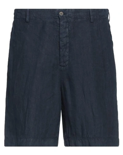 Shop Boglioli Man Shorts & Bermuda Shorts Navy Blue Size 42 Linen