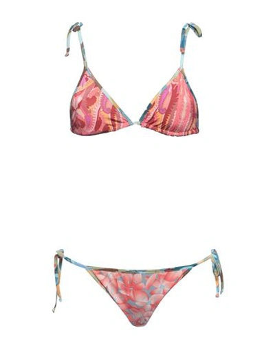 Shop M Missoni Woman Bikini Coral Size 12 Polyester, Elastane In Red