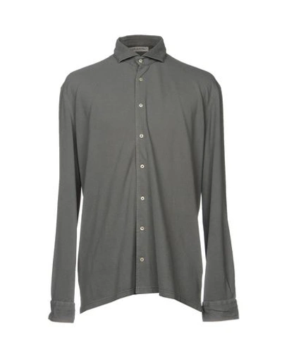 Shop La Fileria Man Shirt Lead Size 40 Cotton In Grey