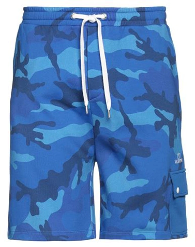 Shop Valentino Garavani Man Shorts & Bermuda Shorts Azure Size L Cotton In Blue