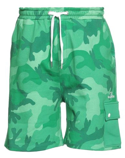 Shop Valentino Garavani Man Shorts & Bermuda Shorts Green Size S Cotton