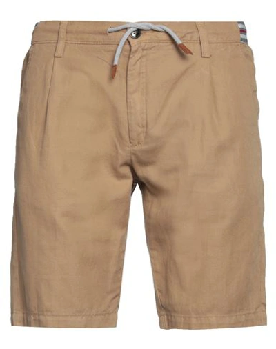 Shop Eleventy Man Shorts & Bermuda Shorts Camel Size 32 Cotton, Linen In Beige