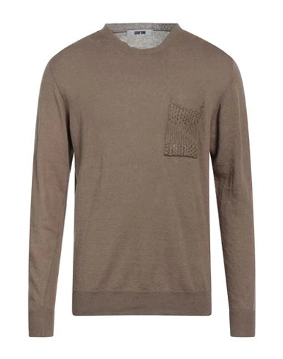 Shop Mauro Grifoni Grifoni Man Sweater Dove Grey Size 42 Linen, Cotton