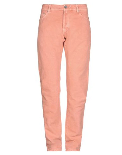 Shop Jacob Cohёn Man Pants Salmon Pink Size 34 Cotton, Linen