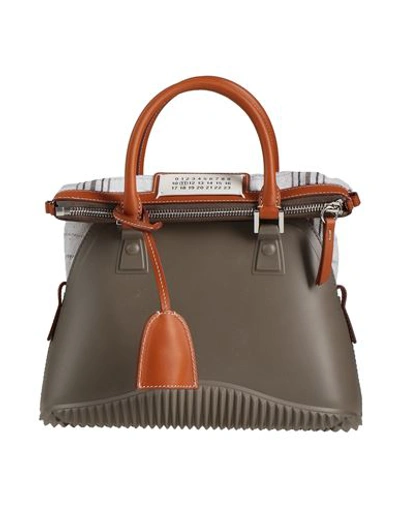 Shop Maison Margiela Woman Handbag Lead Size - Rubber, Bovine Leather, Cotton, Polyester, Zinc In Grey