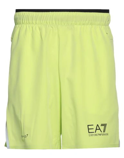 Shop Ea7 Man Shorts & Bermuda Shorts Acid Green Size Xxl Polyester, Elastane