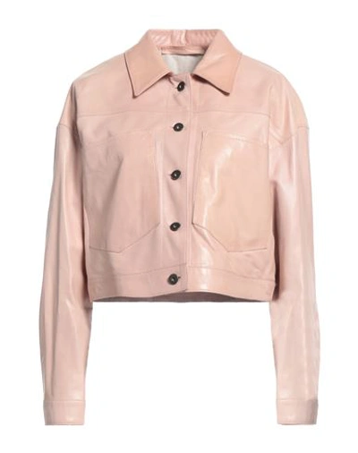 Shop Salvatore Santoro Woman Jacket Light Pink Size 6 Ovine Leather