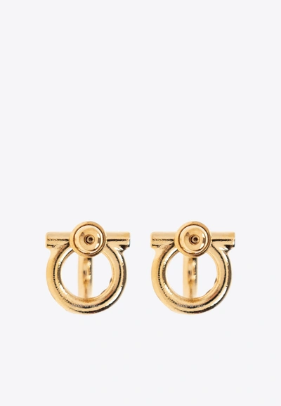 Shop Ferragamo 3d Gancini Crystal-embellished Earrings In Gold