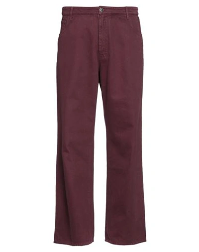 Shop Raf Simons Man Jeans Burgundy Size 34 Cotton In Red