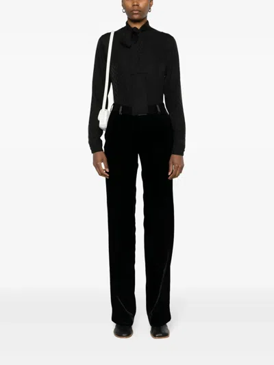 Palm Angels Black Silk Blouse In Black
