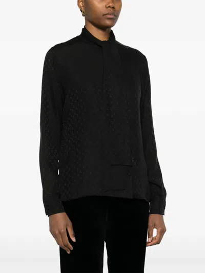 Palm Angels Black Silk Blouse In Black