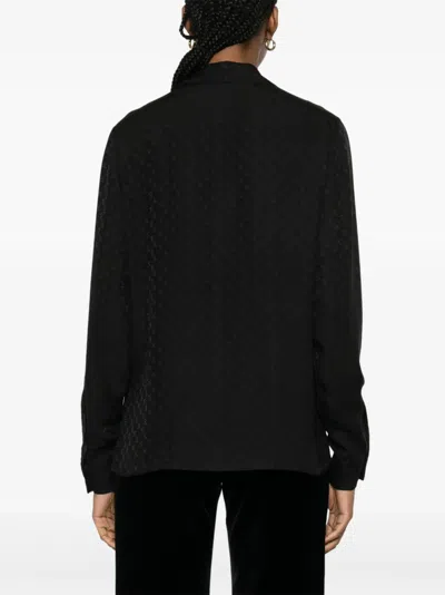 Palm Angels Black Silk Blouse In Black