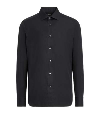 Shop Zegna Trofeo Comfort Cotton Shirt In Black