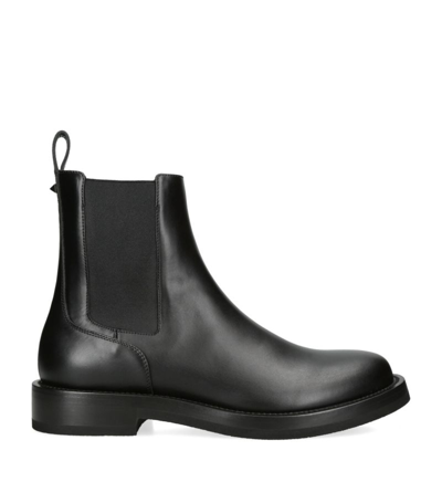 Shop Valentino Leather Chelsea Boots In Black