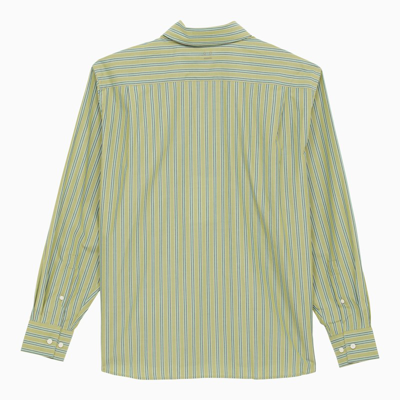 Shop Acne Studios Classic Bright Green/dark Green Striped Shirt Men