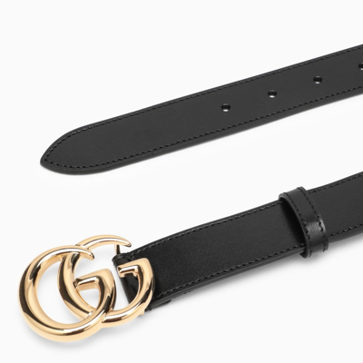 Shop Gucci Black Belt With Double Gg Buckle Men In White