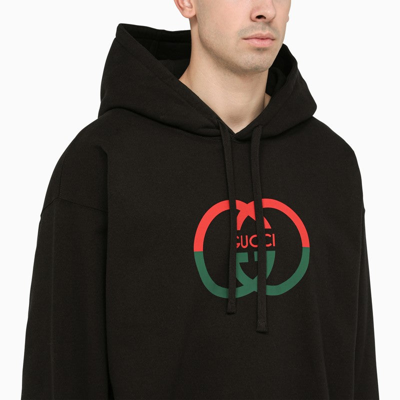 Shop Gucci Black Cotton Sweatshirt With Logo Men In White