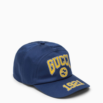 Shop Gucci Blue Baseball Cap With Logo Men