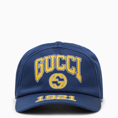 Gucci Blue Baseball Cap With Logo Men In Blue