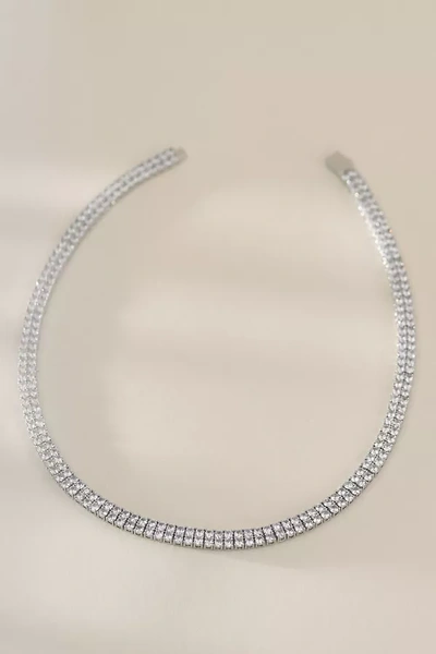 Shop Serefina Double-layer Tennis Necklace In Silver