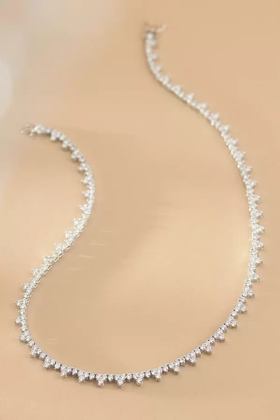 Shop Serefina Daisy Tennis Necklace In Silver