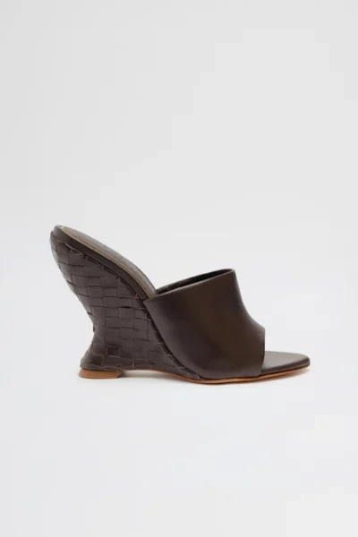 Shop Schutz Aprill Leather Wedge Mule In Dark Chocolate, Women's At Urban Outfitters