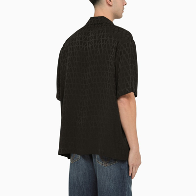 Shop Valentino Black Silk Shirt With Toile Iconographe Pattern Men