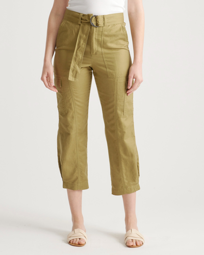 Quince Women's Cotton Linen Twill Cargo Pants In Army Green
