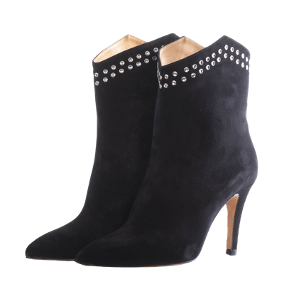 Shop Toral Black Suede Booties With Studs