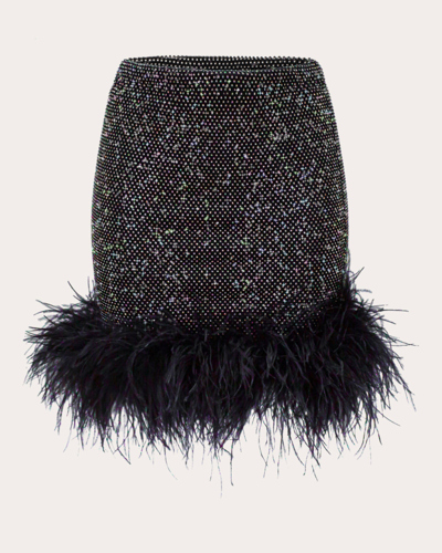 Shop Santa Brands Women's Rhinestone Feather Mini Skirt In Black