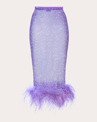 Shop Santa Brands Women's Rhinestone Feather Midi Skirt In Purple